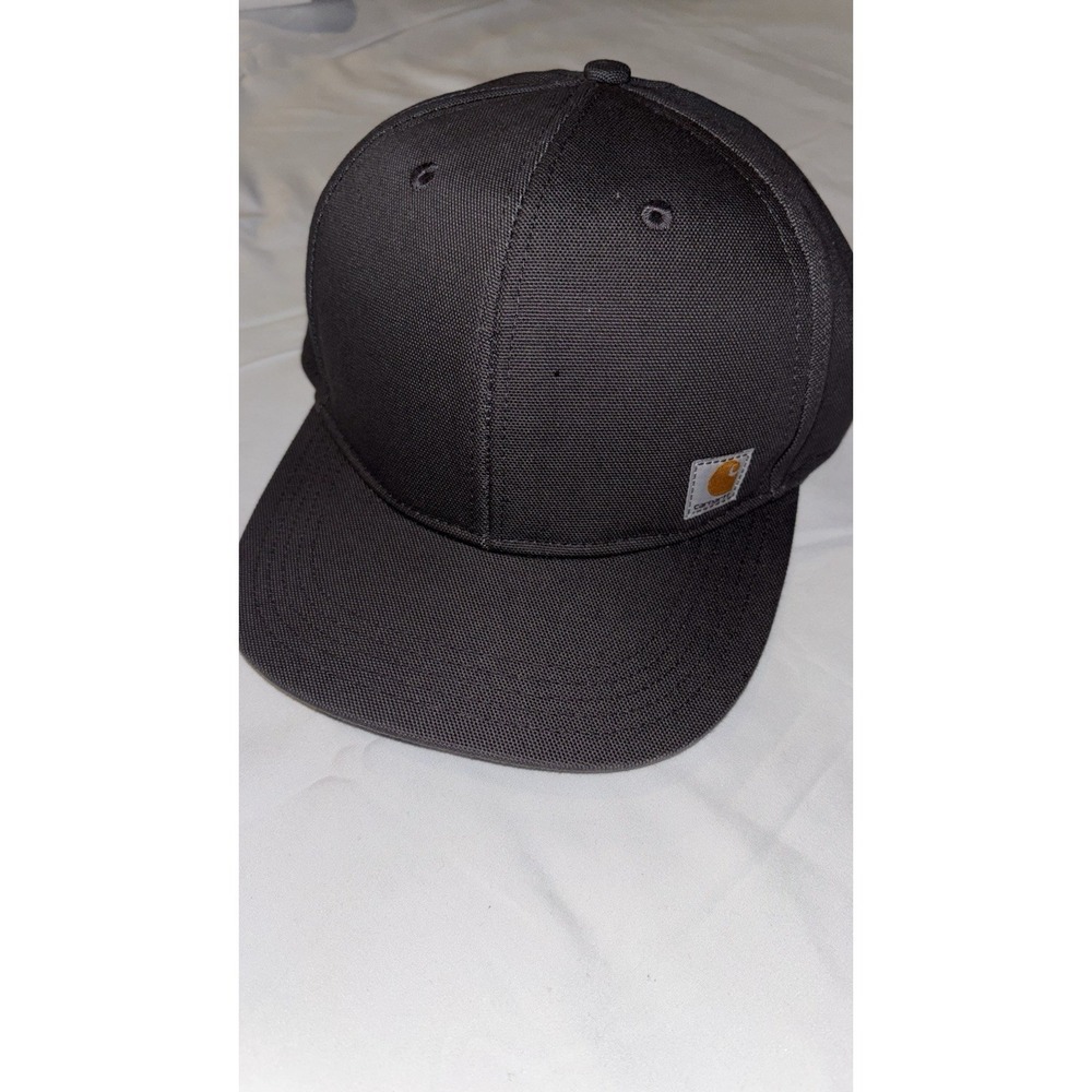 Carhartt‎ Gray Canvas Flat Bill Hat Cap SnapBack Logo